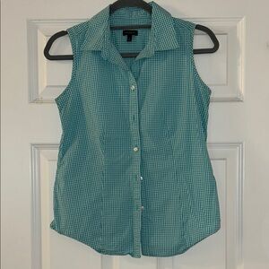 Sleeveless Turquoise Gingham Women's Top